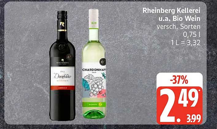 Rheinberg Kellerei u.a. Bio Wein versch. Sorten 0,75 l