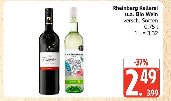 Rheinberg Kellerei u.a. Bio Wein versch. Sorten 0,75 l