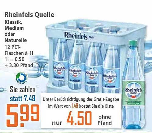 Rheinfels Quelle Klassik, Medium oder Naturelle 12 PET-Flaschen à 1 l