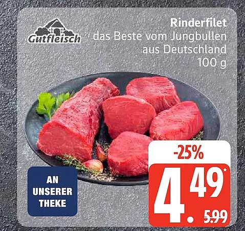 Rinderfilet das Beste vom Jungbullen aus Deutschland 100 g