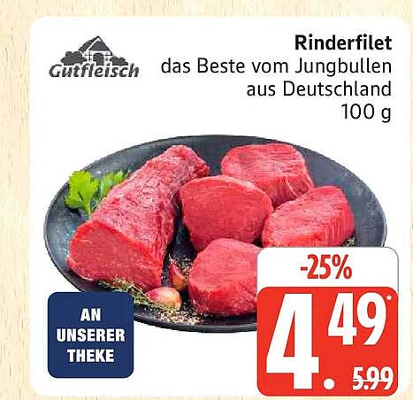 Rinderfilet das Beste vom Jungbullen aus Deutschland 100 g