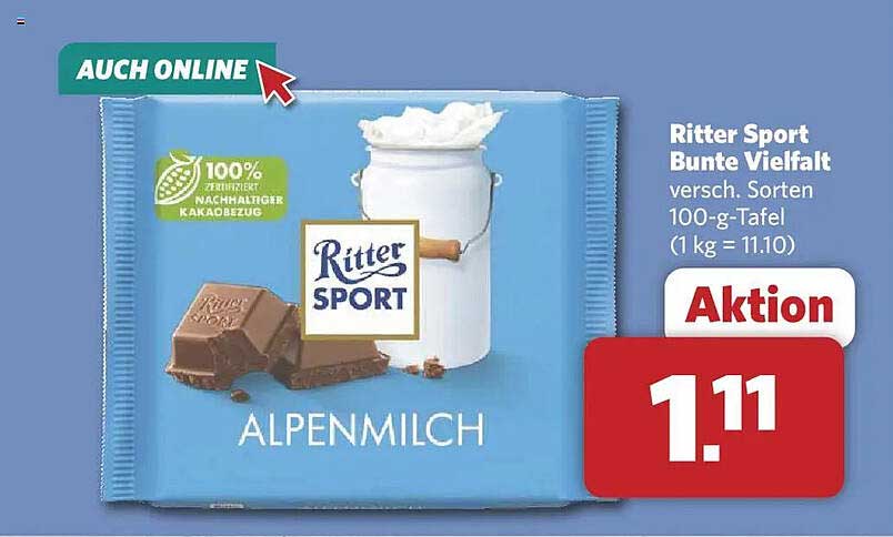 Ritter Sport Bunte Vielfalt versch. Sorten 100-g-Tafel