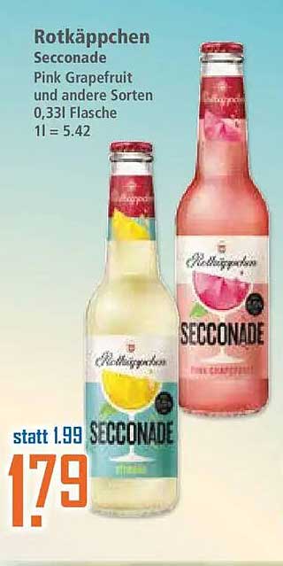 Rotkäppchen SeccOnade Pink Grapefruit und andere Sorten 0,33l Flasche 1l = 5.42