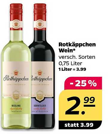Rotkäppchen Wein* versch. Sorten 0,75 Liter 1 Liter = 3.99