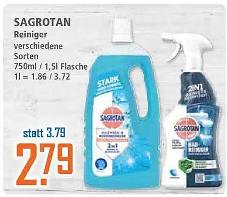 SAGROTAN Reiniger verschiedene Sorten 750ml / 1,5l Flasche 1l = 1.86 / 3.72 statt 3.79