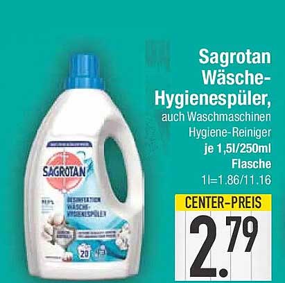 Sagrotan Wäsche-Hygienespüler, auch Waschmaschinen Hygiene-Reiniger je 1,5l/250ml Flasche