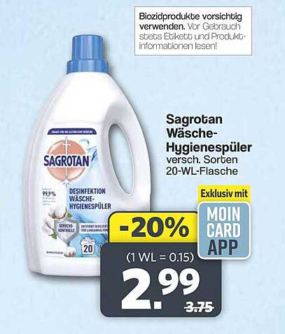 Sagrotan Wäsche-Hygienespüler versch. Sorten 20-WL-Flasche