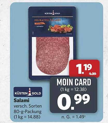 Salami versch. Sorten 80-g-Packung (1 kg = 14.88)