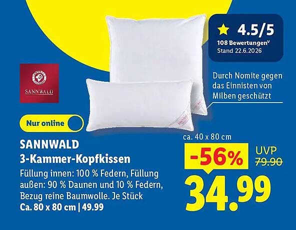 SANNWALD 3-Kammer-Kopfkissen