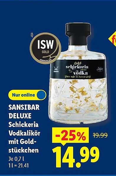 SANSIBAR DELUXE Schickeria VodkaLikör mit Goldstückchen