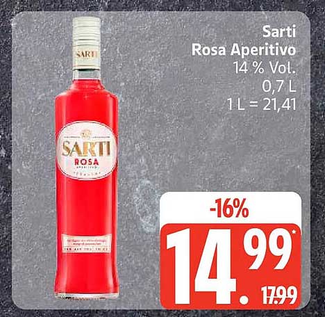 Sarti Rosa Aperitivo 14 % Vol. 0,7 L 1 L = 21,41
