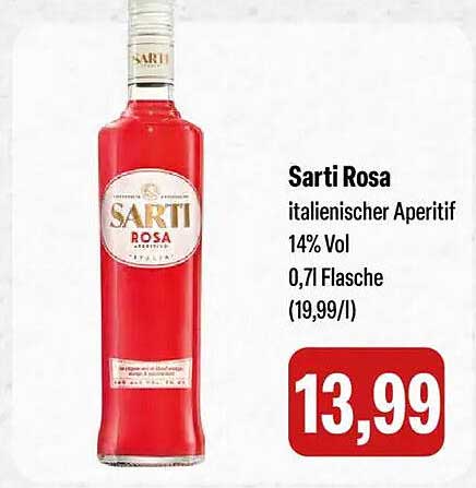 Sarti Rosa italienischer Aperitif 14% Vol 0,7l Flasche (19,99/l)