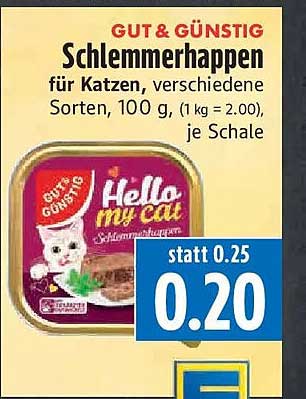 Schlemmerhappen für Katzen, verschiedene Sorten, 100 g, (1 kg = 2.00), je Schale