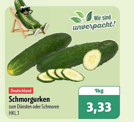 Schmorgurken zum Dünsten oder Schmoren HKL.1