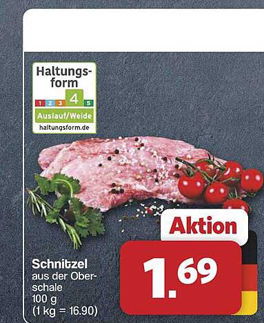 Schnitzel aus der Oberschale 100 g (1 kg = 16.90)