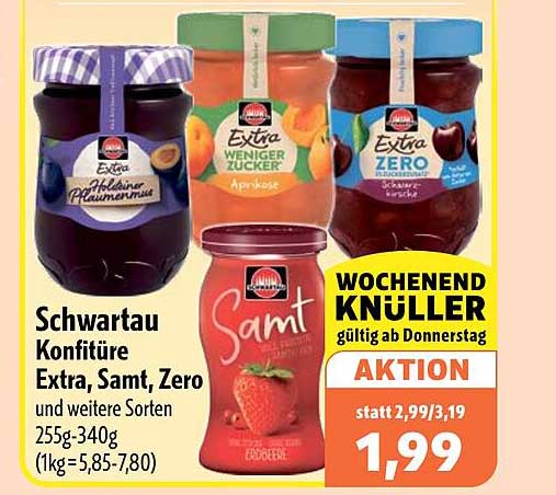 Schwartau Konfitüre Extra, Samt, Zero und weitere Sorten
