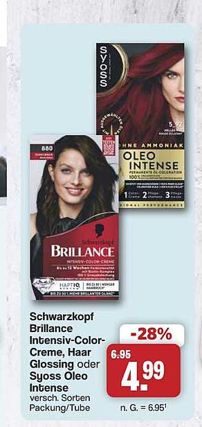Schwarzkopf Brillance Intensiv-Color-Creme, Haar Glossing oder Syoss Oleo Intense