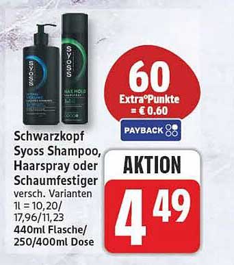 Schwarzkopf Syoss Shampoo, Haarspray oder Schaumfestiger