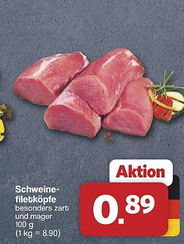 Schweine-filetköpfe besonders zart und mager 100 g