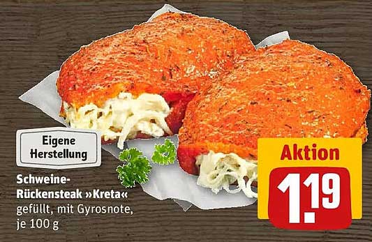 Schweine-Rückensteak »Kreta« gefüllt, mit Gyrosnote, je 100 g