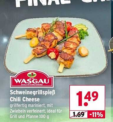 Schweinegrillspieß Chili Cheese