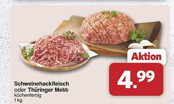 Schweinehackfleisch oder Thüringer Mett küchenfertig 1 kg