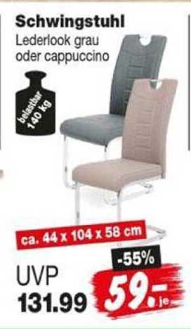 Schwingstuhl Lederlook grau oder cappuccino