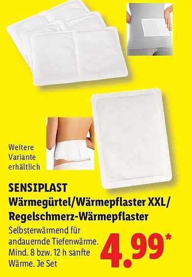 SENSIPLAST Wärmegürtel/Wärmepflaster XXL/Regelschmerz-Wärmepflaster