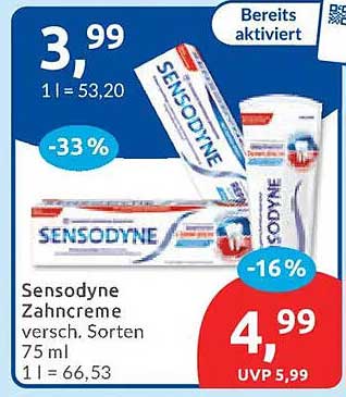 Sensodyne Zahncreme versch. Sorten 75 ml