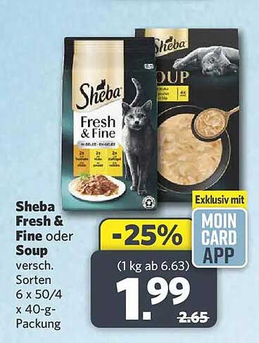 Sheba Fresh & Fine oder Soup versch. Sorten 6 x 50/4 x 40-g-Packung
