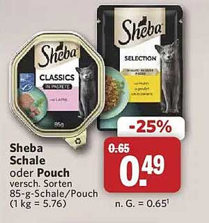 Sheba Schale oder Pouch versch. Sorten 85-g-Schale/Pouch (1 kg = 5.76)