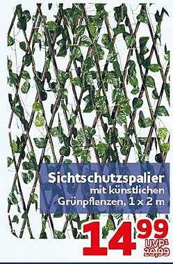 Sichtschutzspalier mit künstlichen Grünpflanzen, 1 x 2 m