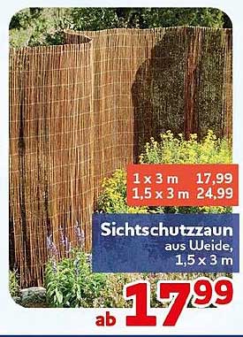Sichtschutzzaun aus Weide, 1,5 x 3 m