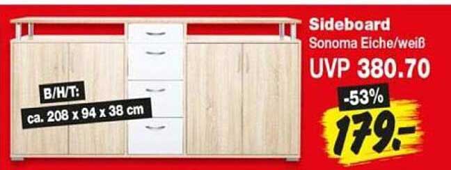 Sideboard Sonoma Eiche/weiß