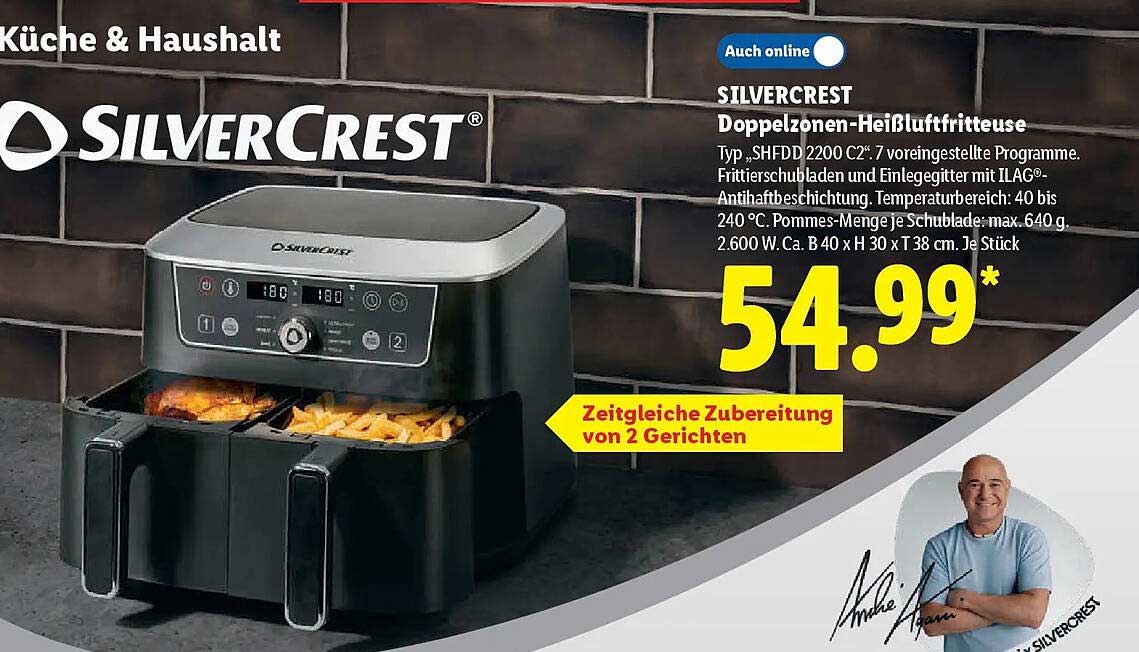 SILVERCREST Doppelzonen-Heißluftfritteuse