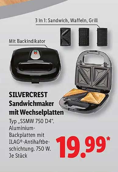 SILVERCREST Sandwichmaker mit Wechselplatten