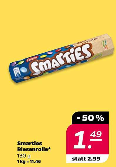 Smarties Riesenrolle* 130 g 1kg = 11.46