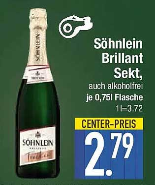 Söhnlein Brillant Sekt, auch alkoholfrei je 0,75l Flasche 1l=3.72