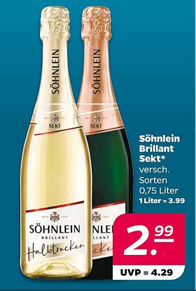 Söhnlein Brillant Sekt* versch. Sorten 0,75 Liter 1 Liter = 3.99