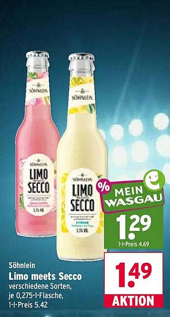 Söhnlein Limo meets Secco verschiedene Sorten, je 0,275-l-Flasche, 1-l-Preis 5.42