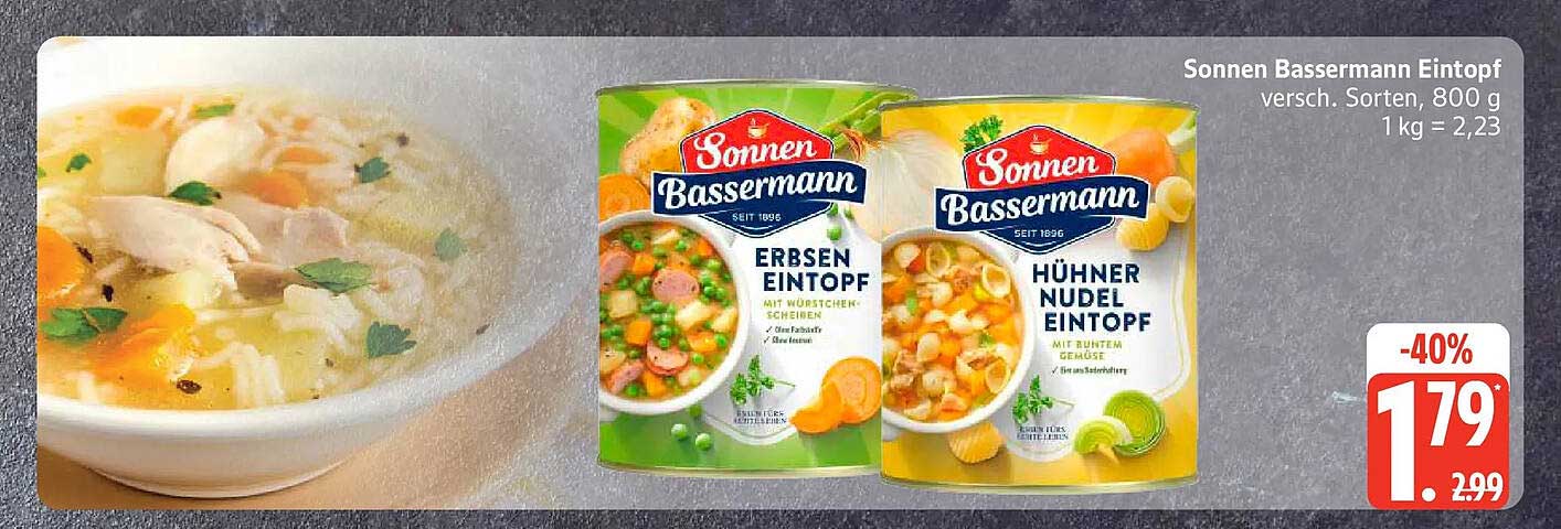 Sonnen Bassermann Eintopf versch. Sorten, 800 g