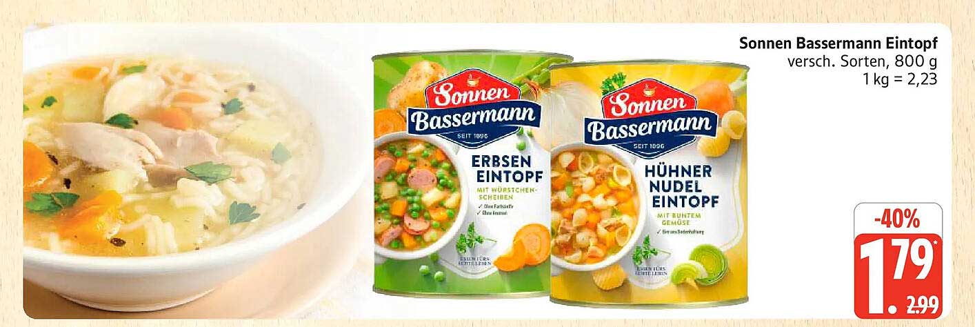 Sonnen Bassermann Eintopf versch. Sorten, 800 g