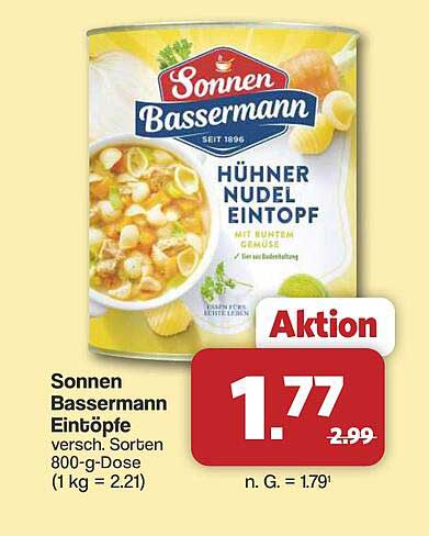 Sonnen Bassermann Eintöpfe versch. Sorten 800-g-Dose (1 kg = 2.21)