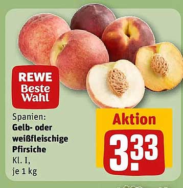 Spanien: Gelb- oder weißfleischige Pfirsiche Kl. I. je 1 kg