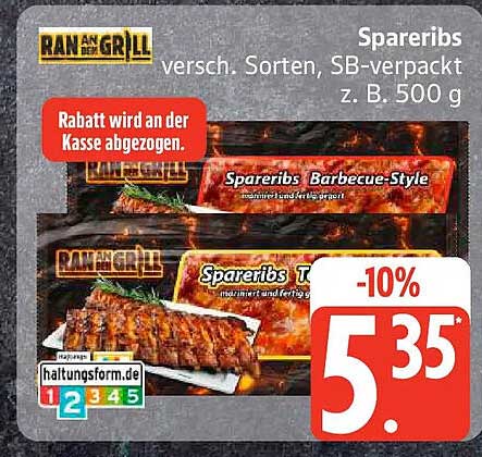 Spareribs versch. Sorten, SB-verpackt z. B. 500 g