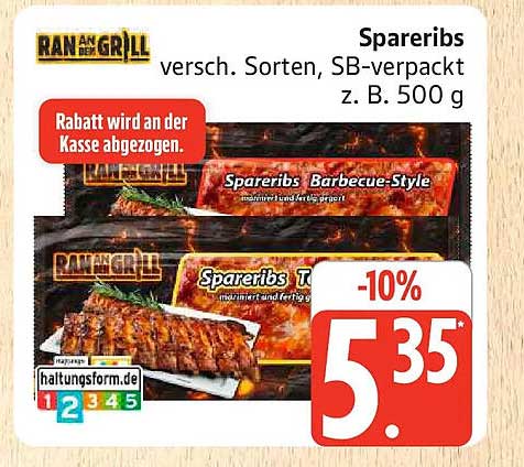 Spareribs verschied. Sorten, SB-verpackt z. B. 500 g