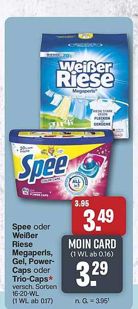 Spee oder Weißer Riese Megaperls, Gel, Power-Caps oder Trio-Caps* Versch. Sorten 16-20-WL (1 WL ab 0.17)