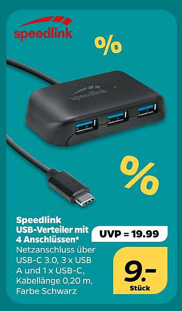 Speedlink USB-Verteiler mit 4 Anschlüssen*