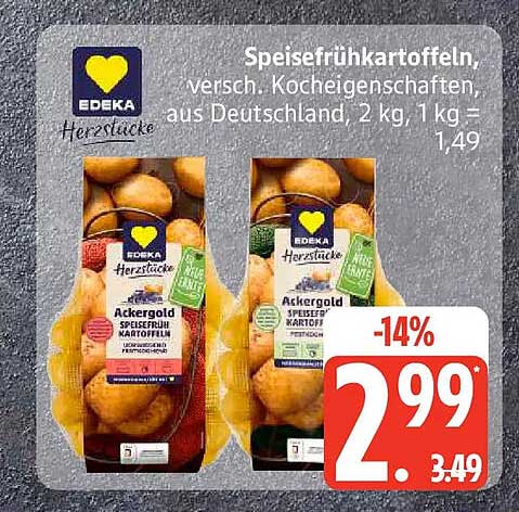 Speisefrühkartoffeln, versch. Kocheigenschaften, aus Deutschland, 2 kg, 1 kg = 1,49