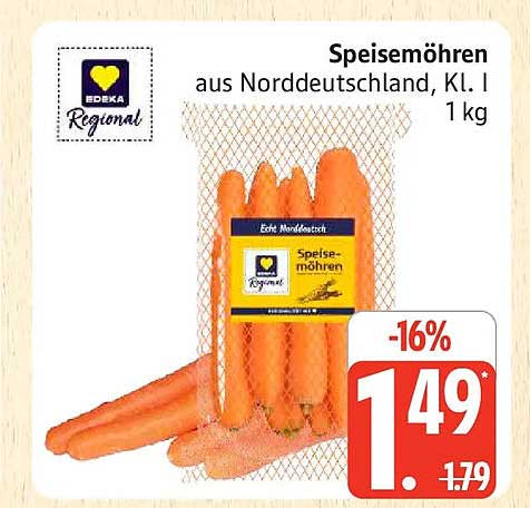 Speisemöhren aus Norddeutschland, Kl. I 1 kg